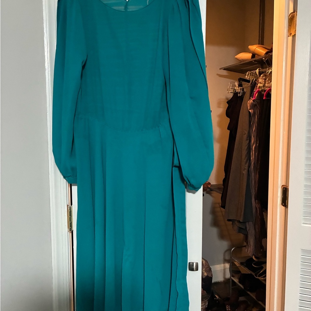 Monica Roberts Vintage Teal Long Sleeve Dress
